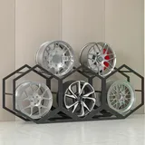 Reifenregal Reifenständer Felgen-Reifenständer für Garage, Haus Messe Autowerkstatt Floor Standing Tyre Hexagon Display Stand, Dreieckiger Eisenfuß Rad-Organizer-Halter ( Size : 3+2(204x39x78cm) )