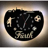 Designbysh Fußball Fan LED Wanduhr Fürth Fanartikel Wanduhr Geschenk Fußballfan