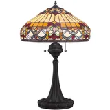 Premium Tiffany Lampe FARFALLA 2 Zugschalter 69cm hoch Tischleuchte Wohnzimmer