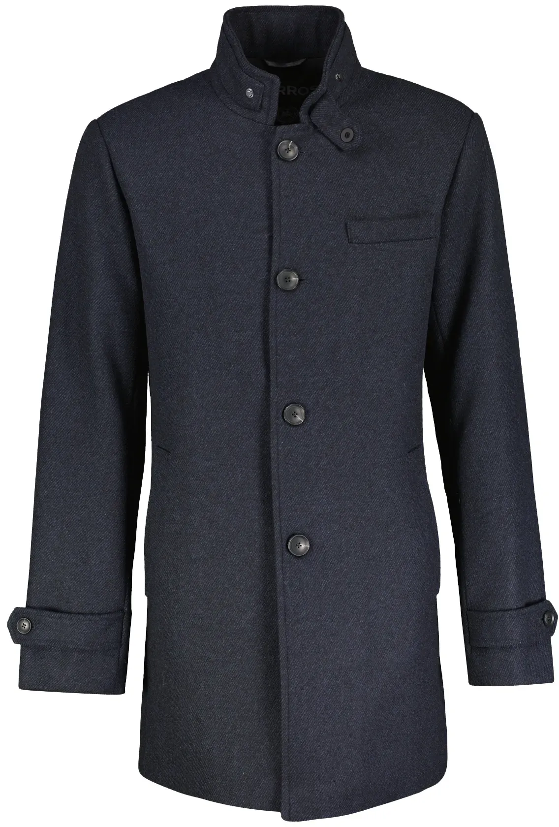 Langjacke LERROS "LERROS Mantel in elegant-sportivem Design", Herren, Gr. 56, blau (dunkelblau), 60% Polyester, 20% Wolle, 20% Acryl, Langarm, Jacken, Keine Angabe