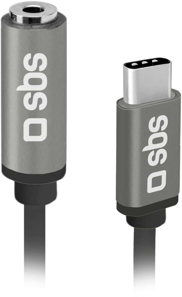 SBS Audio-Adapter 3,5 mm Klinke auf USB-C, Metallstecker, für Smartphones, Ohrhörer, Kopfhörer, Hi-Fi-Anlagen, Lautsprecher, 15 cm langes Textilkabel für Musik und Anrufe