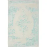 benuta Basic Teppich Sia - Creme/Türkis 200x300 cm - Kunstfaser - Rechteckig, & im Style: Vintage, Boho-Style, Retro - pflegeleicht, für Wohnzimmer Schlafzimmer