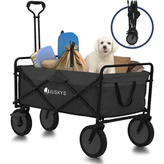 Juskys Bollerwagen 100 kg Tragkraft - Transportwagen faltbar - Einkaufen & Camping - Schwarz