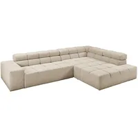 KAWOLA Ecksofa, Beige, Schwarz, Echtholz, 4-Sitzer, Füllung: Komfortschaum, Ottomane