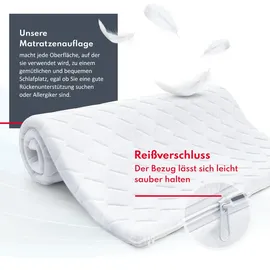 Fdm Topper, Weiß, Textil, H4, Füllung: Kaltschaum, Rechteckig, 90x200 cm, Oeko-Tex® Standard 100, atmungsaktiv, wendbar, Schlafzimmer, Matratzen Shop, Matratzenzubehör, Topper