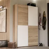 Home Affaire Forte OZZULA Kleiderschrank 120, 2-türiger Schwebetürenschrank, Einlegeböden und Kleiderstange, Holzwerkstoff, Sonoma Eiche Dekor/Weiß, 120,1 cm breit, 190,5 cm hoch, 41,6 cm tief