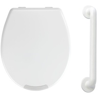 WENKO WC SITZ 2 teilig Set Toiletten Deckel Erhöhung Haltegriff Absenkautomatik