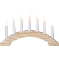 STAR Fensterleuchter Bea von Star Trading, Kerzenständer mit 7 Glühbirnen E10 warmweiß, Weihnachtsdeko aus Holz in Natur, Kabelschalter, Länge: 39 cm