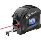 Jusch - 3-in-1-Laserbandmaß, digitaler Laser-Entfernungsmesser mit LCD-Display, 40 m/131 Fuß Lasermaßband, 5 m/16 Fuß Maßband