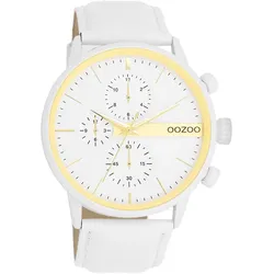 Quarzuhr OOZOO, weiß (weiß, weiß, gelbgoldfarben), Armbanduhren, Herren, Armbanduhr, Herrenuhr, Edelstahlarmband, Chrono-Look