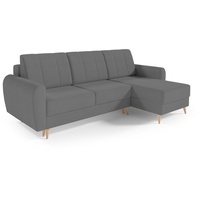 MOEBLO Ecksofa DEILA I, Couch für Wohnzimmer, Schlafsofa Sofagarnitur Sofa Eckcouch L-Form Wohnlandschaft mit 3 Rückenkissen - (BxHxT): 240x90x140 cm, mit Schlaffunktion und Bettkasten grau