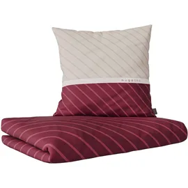 Bugatti Bettwäsche 155 x 220 cm - 100% Baumwolle, Reißverschluss, anschmiegsam, weich & waschbar, Mako Satinbettwäsche bugatti", rot (bordeaux, beige),