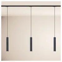 S.luce Crutch Hängelampe 1-Phasen-Schiene 200cm Endeinspeiser Schwarz / 3-flammig