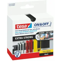 3x TESA On & Off Klettband Klettverschluss EXTRA STARK 100cm x 50mm schwarz