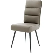 DeLife Esszimmerstuhl Pela-Flex Echt-Leder Schlamm 4-Fuß konisch Schwarz Taschenfederkern, Esszimmerstühle