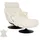 Mendler Relaxsessel mit Hocker HWC-K99, Fernsehsessel Sessel, Wippfunktion drehbar, Metall Echtleder/Kunstleder ~ creme-weiß