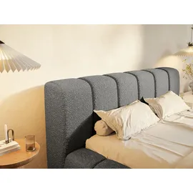 FEDVE Polsterbett Anthrazit Textil, 140x200 cm, - Dunkelgrau