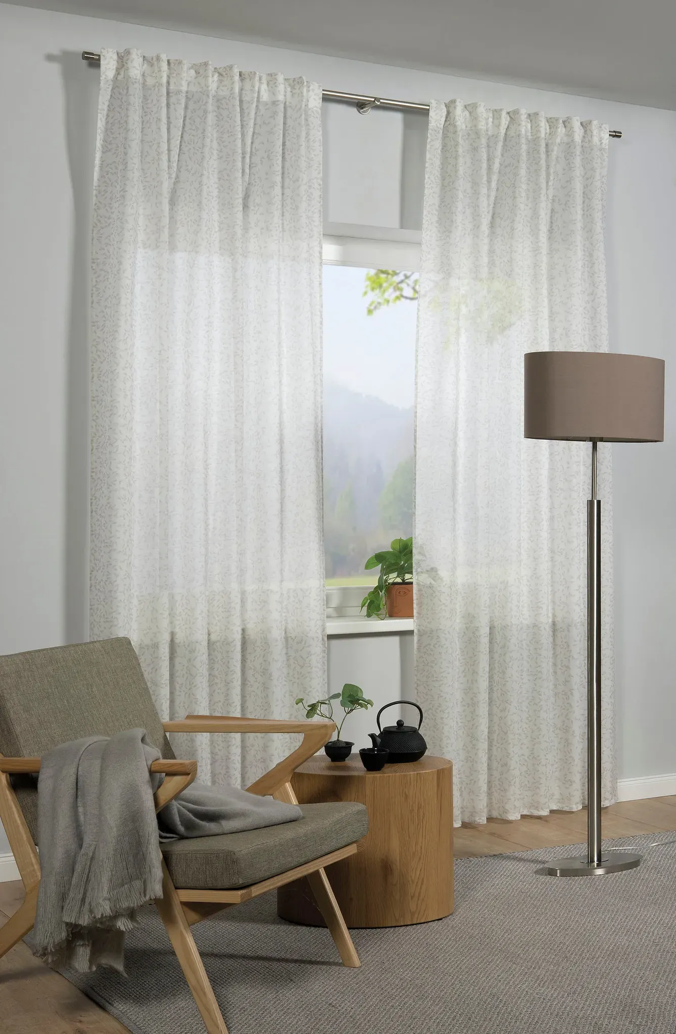 GARDINIA Gardine »GRS Schal Zen Silence mit Gardinenband«, (1 St.), blickdicht, Kunststoff, Stoff aus 50 % recyceltes Polyester GARDINIA Reiskörner weiß 245 cm