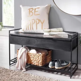 FineBuy Sitzbank 90 x 52 x 38 cm schwarz / schwarz