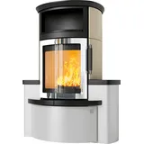 Kaminofen Hark 44-5.34 GT ECOplus RUA 5 kW - Ofenkacheln: quarz-weiß/opak-schwarz - Korpus: graphit/verchromt