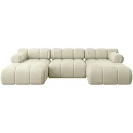 altdecor Wohnlandschaft modulares Sofa Tesso-U1 - 285x160x70 cm Beige Velours