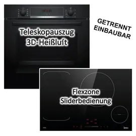 Bosch Herdset Bosch Backofen + Midea Flex-Induktionskochfeld 77 cm