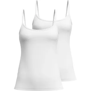 CALIDA Damen Spaghettitop 2er Pack - Essential Cotton, Unterhemd, Top, Jersey, einfarbig Weiß M (44/46)