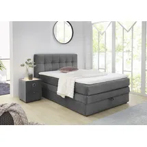 Jockenhöfer Boxspringbett Amy, mit Bettkasten und Kaltschaum-Topper, grau - 61274520-0 Samtoptik,