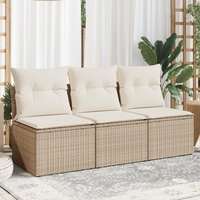 SECOLI Gartensofa mit Stauraum Rattan Sofa 3-Sitzer Lounge Sofa Outdoor Kleines Balkon Sofa Balkonmöbel Rattansofa Polyrattan Gartenmöbel Set Balkon Lounge Garten Loungesofa Beige