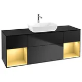 Villeroy & Boch Waschtischunterschrank 4 Auszüge 160 x 60,3 x 50,1 cm Schwarz Matt / Gold Matt