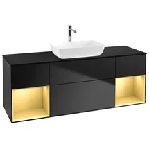 Villeroy & Boch Waschtischunterschrank 4 Auszüge 160 x 60,3 x 50,1 cm Schwarz Matt / Gold Matt
