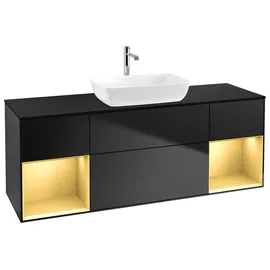 Villeroy & Boch Waschtischunterschrank 4 Auszüge 160 x 60,3 x 50,1 cm Schwarz Matt / Gold Matt