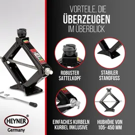 Heyner Wagenheber Stahl 105–450 mm schwarz