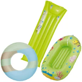 Happy People Kinderbade-Set (Schwimmring, Kinderboot, Luftmatratze) in grün | Gr.: onesize