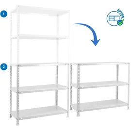 Simon Rack SimonRack Schwerlastregal, Lagerregal, 180x80x40 Metallregal Kellerregal, Biegestelle 100 kg, 5 Fachböden, Weiss - Comfort