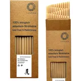 65 Stück Zuckerrohr-Strohhalme – plastikfrei, umweltfreundlich, biologisch abbaubar & kompostierbar | stabil für heiße & kalte Getränke | Alternative zu Plastik-, Papier- & Glasstrohhalmen | 20 cm