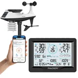 Raddy MN6 Wetterstation mit Außensensor Funk, 15-in-1 Wlan Wetterstation, Temperatur-Feuchtigkeits-Monitor mit Luftdruck, Regenmesser, Windgeschwindigkeit, UV, Wettervorhersage (MN6)