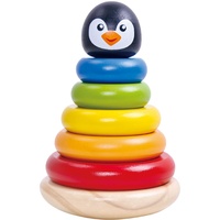 Tooky Toy Pinguin aus Holz – Formen zum Stapeln – Holzfigur – Tiere aus Holz – Babyspielzeug – Krabbelspiel – Holzringe – ca. 5 x 13 cm TKB502 Mehrfarbig