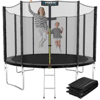 Kinetic Sports Salto Plus 305 cm inkl. Sicherheitsnetz, Regenplane und Leiter Schwarz
