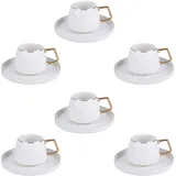 KARACA Saturn Gold Türkische Kaffeetassen, Mokkatassen-Set für 6 Personen, 12-teilig, Weißgold, 6 Espressotassen und 6 Untertassen, Mokkatassen, Porzellan, Kaffeeservice