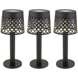 GLOBO Solarleuchte Kunststoff H 21,0 cm 3er Set schwarz