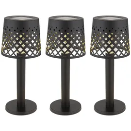 GLOBO Solarleuchte Kunststoff H 21,0 cm 3er Set schwarz