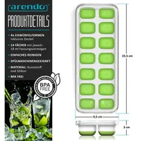 Arendo Eiswürfelformen 250ml - 14 Eiswürfel Fächer - 4er