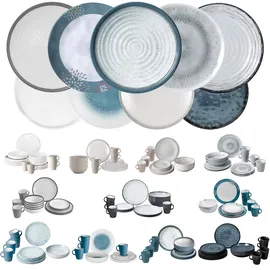 Brunner Melamin Ess Geschirr Set Lunch Box 16-tlg. grau/weiß