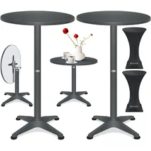 Kesser KESSER® 2in1 Stehtisch klappbar Bistrotisch Aluminium Edelstahlplatte höhenverstellbar 70cm / 115cm Partytisch Tisch In- & Outdoor Hochzeit Empfangstisch Klapptisch inklusive Regencover