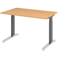 Bümö Schreibtisch Buche, Graphit, Nachbildung,Buche, Rechteckig, 120x74x80 cm, FSC