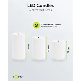 goobay LED-Kerzen 3er-Set 249 g weiß