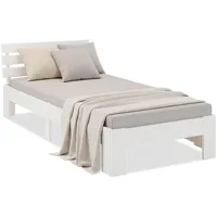 Homestyle4u Holzbett 90 x 200 cm Weiß