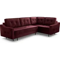 Bettso Eckcouch Velvet Ecksofa in L-Form –Sofa – Couch mit Stauraum und Kissen - Ausziehbares Schlafsofa – Sofa mit Schlaffunktion - Schlafso... - Rot