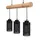 Mendler HWC-H83 3-flg. 3 Rohrlampenschirme schwarz Holz Metall